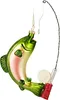A glass ornament of a fish on a fishing line, with a fishing rod. Podgląd zdjęcia produktu