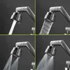 A collage of four images showing different water spray patterns from a shower head. Produktbild-Vorschau