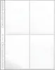 A clear, overhead shot of an empty four-pocket page protector, designed to hold A6 sized items vertically. Produktbild-Vorschau