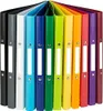 A fan of colorful ring binders arranged in a semi-circle. Produktbild-Vorschau