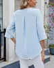 ASKSA Damen T-Shirt 3/4 aermel Rueschen Bluse V-Ausschnitt Produktbild-Vorschau 4