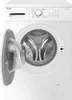 A white front-loading washing machine with the door open. Produktbild-Vorschau