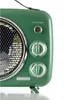 A close-up studio shot of a green vintage-style fan heater. Náhled obrázku produktu