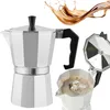 A Moka pot coffee maker with coffee splashing and a close-up of coffee being brewed. Podgląd zdjęcia produktu