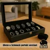 BigDean Uhrenbox für 12 Uhren Glasdeckel - schicke Uhrenbox Produktbild-Vorschau 2