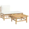 3-tlg. Garten-Lounge-Set mit Kissen Creme Bambus Produktbild-Vorschau 1
