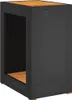 A black poly rattan side table with a wooden top and an open compartment. Produktbild-Vorschau