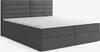 A dark gray boxspring bed with a white mattress and topper, shown from a side angle against a white background. Produktbild-Vorschau
