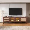 okwish Braun TV-Schrank mit 2 Rattan-Schubladen und LED, Produktbild-Vorschau 4