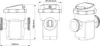 Technical drawings of a pool salt electrolysis system with dimensions. Náhled obrázku produktu