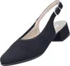 Auf dem Bild ist ein schwarzer Pumps zu sehen der von der Seite abgebildet ist. Die Kappe ist spitz zulaufend und der Schuh hat einen hohen Absatz. Produktbild-Vorschau