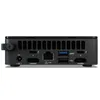 The back panel of a black Intel NUC mini-PC is shown against a white background. Produktbild-Vorschau