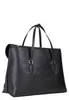 A black tote bag shown from a side-angle. Produktbild-Vorschau