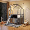Kinderhochbett 90x200cm aus Massivholz in Grau, Hausbett Produktbild-Vorschau 8