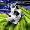 A collage of a soccer stadium and a crumpled soccer ball on a grassy field. Produktbild-Vorschau