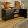 A modern living room setting with a sideboard. Voir les images du produit