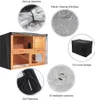 A product image showcasing a rabbit hutch cover with various feature callouts. Produktbild-Vorschau