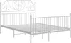 A white metal bed frame with a decorative headboard is shown against a white background. Náhled obrázku produktu