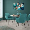 A dining set with teal chairs and a marble-top table in a room with teal walls. Náhľad obrázku produktu