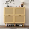 Scarpiera in rattan a 4 ante, maniglie in metallo, stile Anteprima dell’immagine prodotto 2