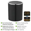 A black trash can with a silver rim and lid, shown with marketing text and an award badge. Podgląd zdjęcia produktu