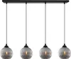 Lampada a sospensione RIFFLE nero 4 luci con globo di vetro Anteprima dell’immagine prodotto 2