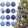 12 Chinoiserie-Kugelornamente, blau-weiß, 6,76 cm, Weihnachtsbaum Produktbild-Vorschau