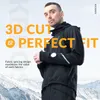 A man wearing a black jacket is shown against a backdrop of snowy mountains and a light sky. Text overlays highlight product features. Podgląd zdjęcia produktu