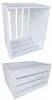 Two views of a white wooden crate, one open and one closed. Produktbild-Vorschau