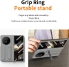 A product image showing a phone case with a grip ring and stand, with text describing its features. Anteprima dell’immagine prodotto