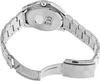 The back of a silver watch with its clasp open, against a white background. Produktbild-Vorschau