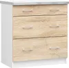 A white and light brown kitchen cabinet with three drawers and a white countertop. Anteprima dell’immagine prodotto