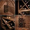 A collage of four images showing a wooden wine rack in a brick cellar. Voir les images du produit