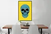 MuchoWow® Gerahmtes Poster Totenkopf - Blau - Gelb - Brille Produktbild-Vorschau 2