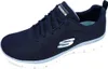 A single navy blue Skechers Flexapeal 4.0 Brilliant View women's shoe is shown from a side-angle on a white background. Voir les images du produit