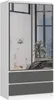 BDW Armoire 2 portes 2 tiroirs, miroir, blanc-gris Voir les images du produit 1
