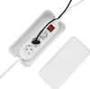 A white cable management box with a power strip inside, shown with its lid off. Anteprima dell’immagine prodotto
