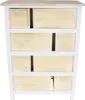 A white dresser with multiple wooden drawers against a white background. Voir les images du produit