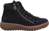 A black high-top sneaker with a brown sole and a gold zipper. Produktbild-Vorschau