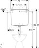 Technical drawing of a toilet cistern with dimensions. Anteprima dell’immagine prodotto