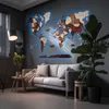 3D Dřevěná Mapa Světa Green Split– Multicolor nástěnná Náhled obrázku produktu 4