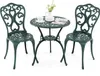 A green metal bistro set with two chairs and a round table, set against a white background. Náhľad obrázku produktu
