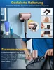 A hairdryer is mounted on a wall holder, and a person is putting a smaller hairdryer into a bag. Produktbild-Vorschau