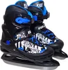 A pair of black and blue ice skates with a graphic design on a white background. Anteprima dell’immagine prodotto