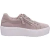 A side view of a beige women's sneaker with a white platform sole. Produktbild-Vorschau