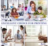 Collage of four scenes: children in a classroom, a mother and child drawing at home, colleagues in an office meeting, and a person signing a document at a bank. Produktbild-Vorschau