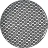 A top-down view of a round dinner plate with a black and white circular pattern. Produktbild-Vorschau