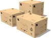 Three cardboard boxes stacked and arranged, each showing a diagram of a grill and product information. Produktbild-Vorschau