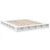 A white bed frame with wooden slats, shown from a low angle against a white background. Náhled obrázku produktu