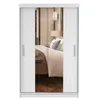A white sliding door wardrobe with mirrored doors, reflecting a bedroom interior. Náhľad obrázku produktu
